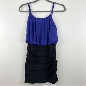 Royal Blue and Black Mini Dress